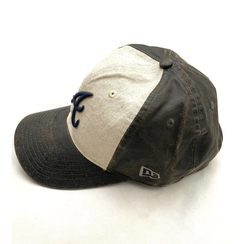 Atlanta‎ Braves Linen / Faux Leather Snapback Hat Brown / Beige Adjustable MLB